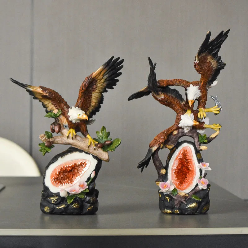 Resin Bald Eagle Falcon Simulation Animal Sculpture Figurine