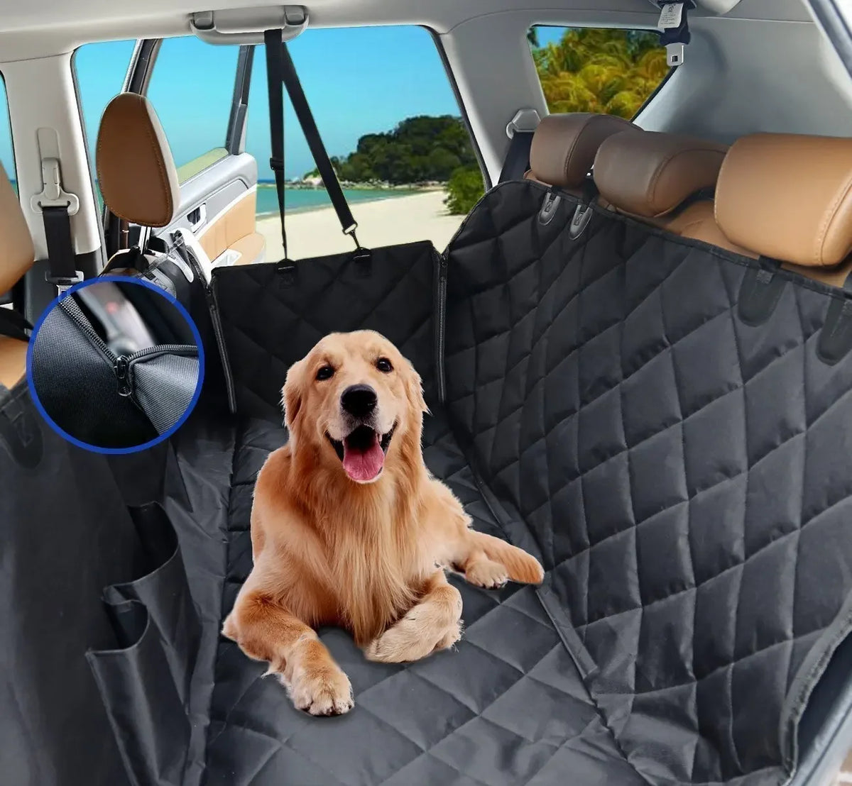 Waterproof Quilted Cotton Pet Car Rear Seat Cover