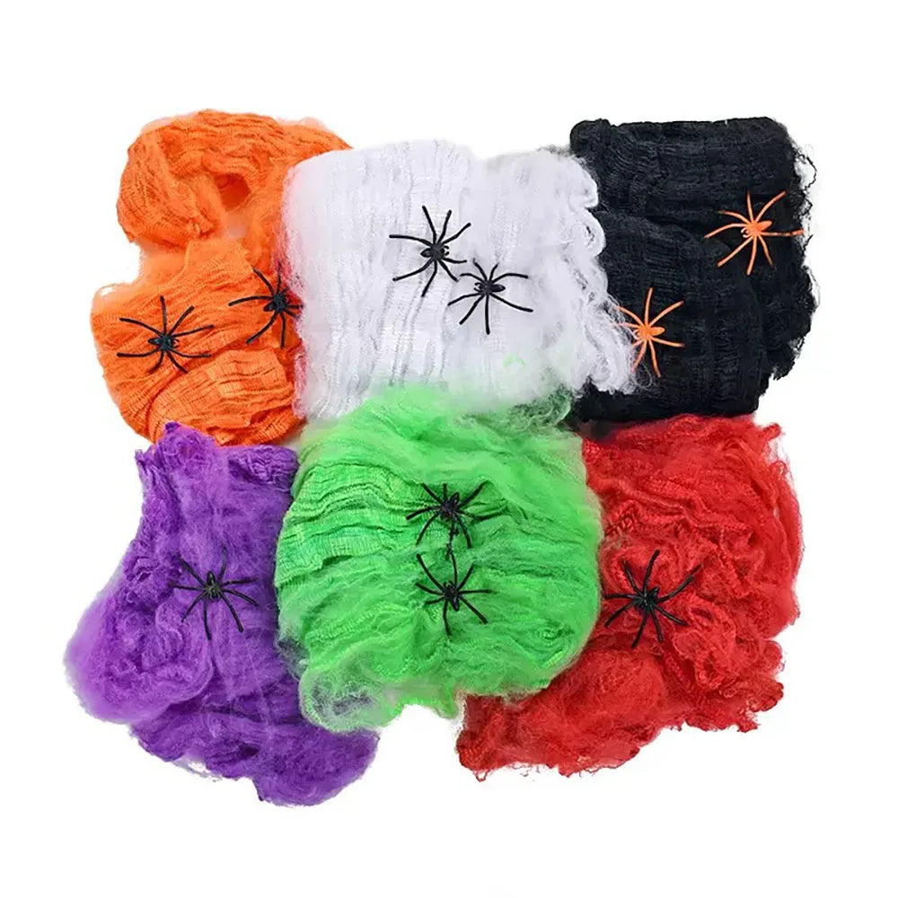 Stretchy Artificial Halloween Spider Web with Spiders