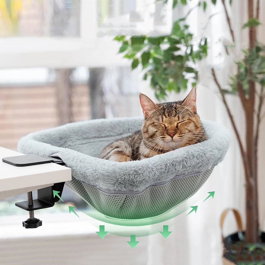 Folding Semi-Circular Cat Desk Hammock Perch