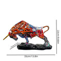 Colorful Water Transfer Resin Wall Street Bull Statue