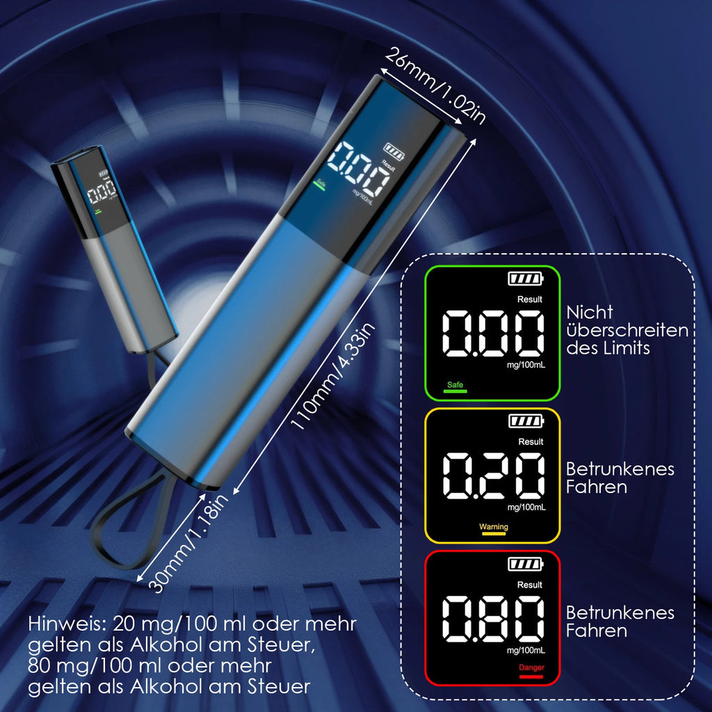 Professional Portable Alcohol Tester with LED Display and Type-C Charging