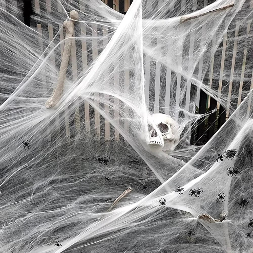 Stretchy Artificial Halloween Spider Web with Spiders