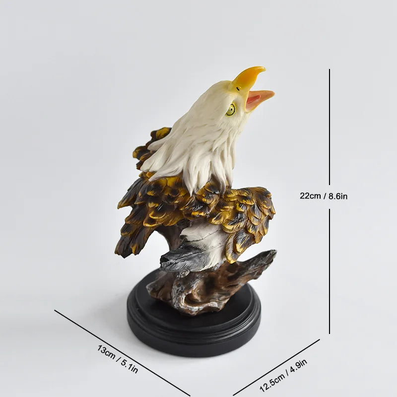 Resin Bald Eagle Falcon Simulation Animal Sculpture Figurine
