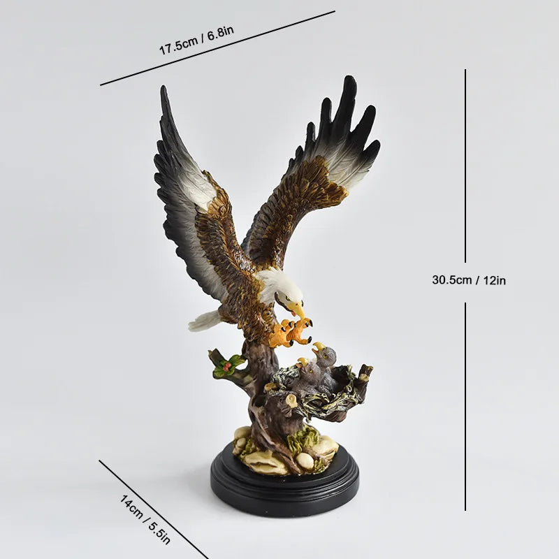 Resin Bald Eagle Falcon Simulation Animal Sculpture Figurine
