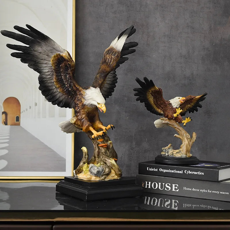 Resin Bald Eagle Falcon Simulation Animal Sculpture Figurine