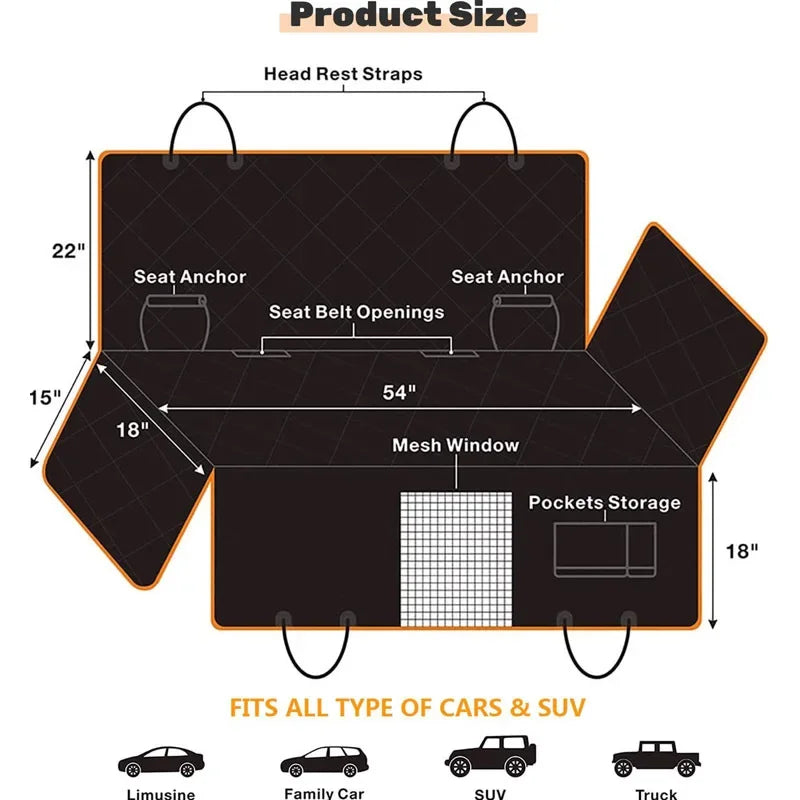 Waterproof Quilted Cotton Pet Car Rear Seat Cover
