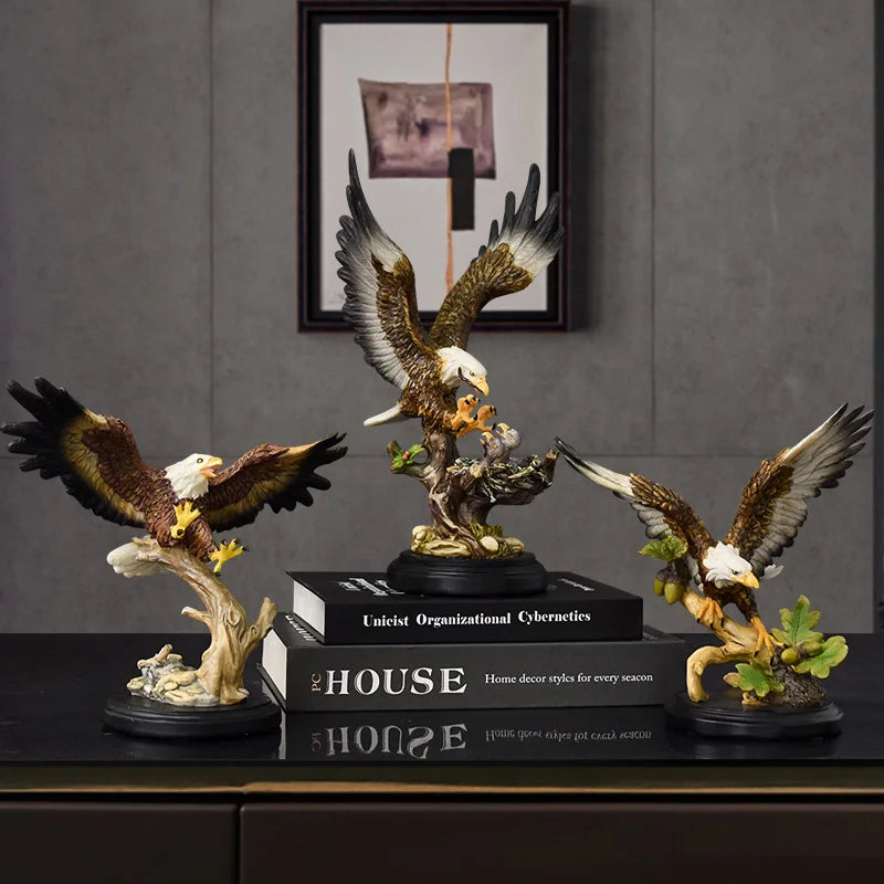 Resin Bald Eagle Falcon Simulation Animal Sculpture Figurine