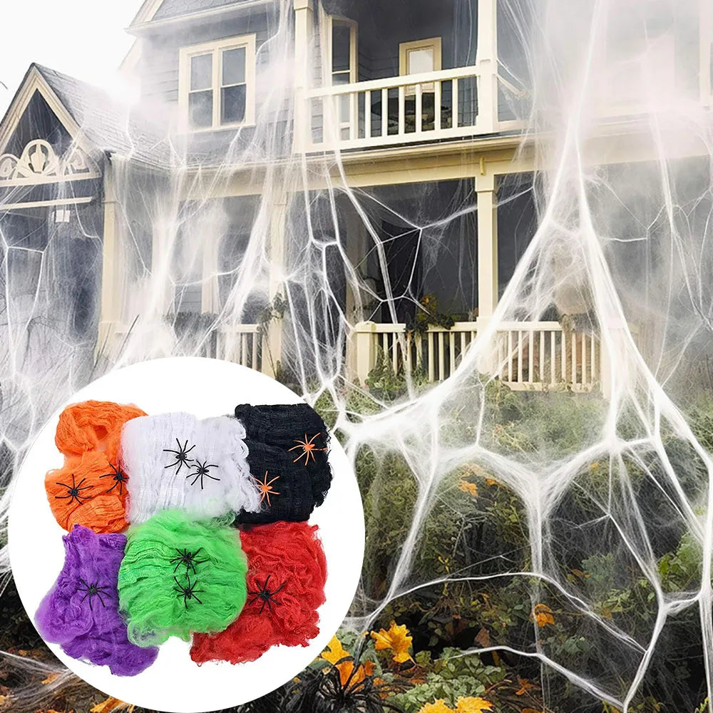 Stretchy Artificial Halloween Spider Web with Spiders