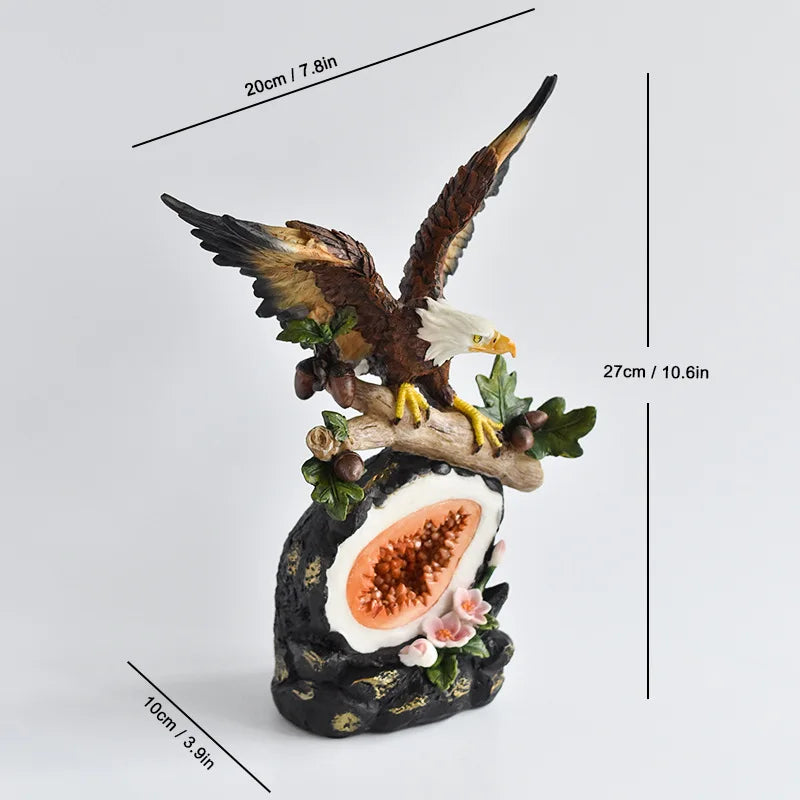 Resin Bald Eagle Falcon Simulation Animal Sculpture Figurine