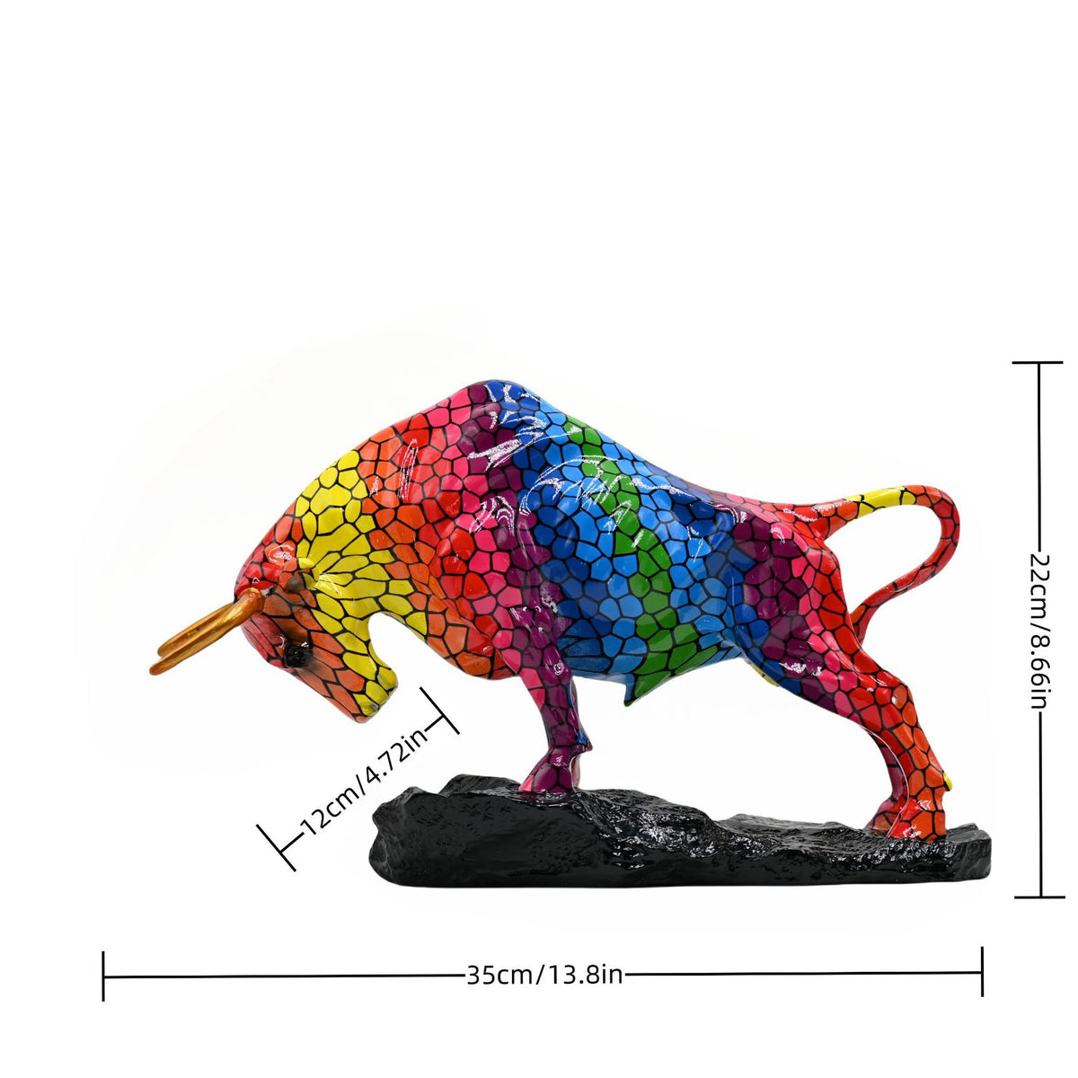 Colorful Water Transfer Resin Wall Street Bull Statue