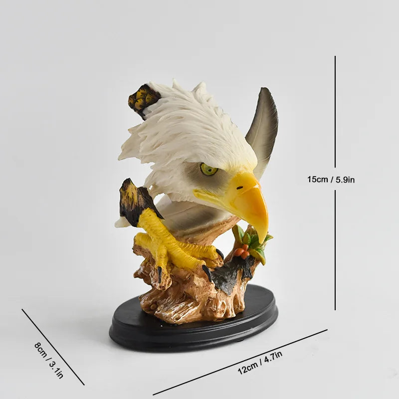Resin Bald Eagle Falcon Simulation Animal Sculpture Figurine